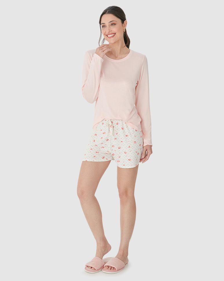 Shorts Feminino De Pijama Estampado Em Malha Viscose Stretch