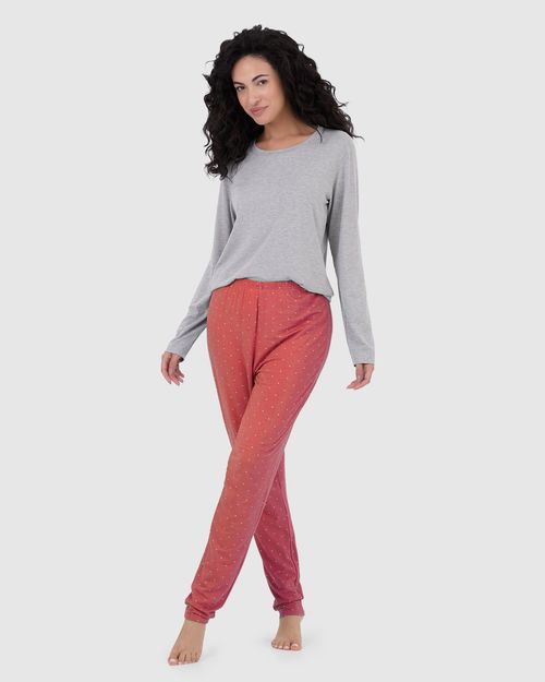 Calça Feminina De Pijama Estampada Em Malha Viscose Stretch