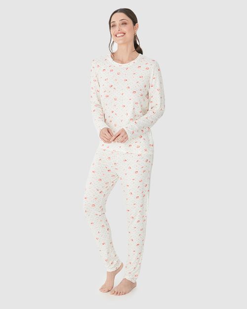 Calça Feminina De Pijama Estampada Em Malha Viscose Stretch