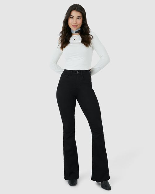 Calça Feminina Small Flare Push Up Cintura Alta Em Flex Jeans