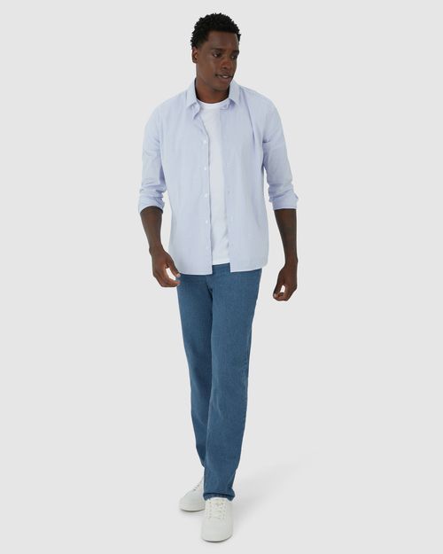Calça Masculina Tradicional Em Jeans Com Elastano