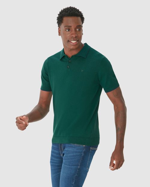 Camisa Polo Masculina Slim Bordado Peitoral Em Tricô