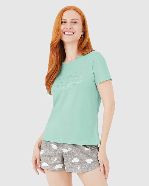 Pijama Feminino Float On Night Clouds Em Algodão