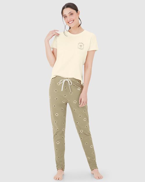 Pijama Feminino Blusa Let's Do Nothing Today Em Algodão