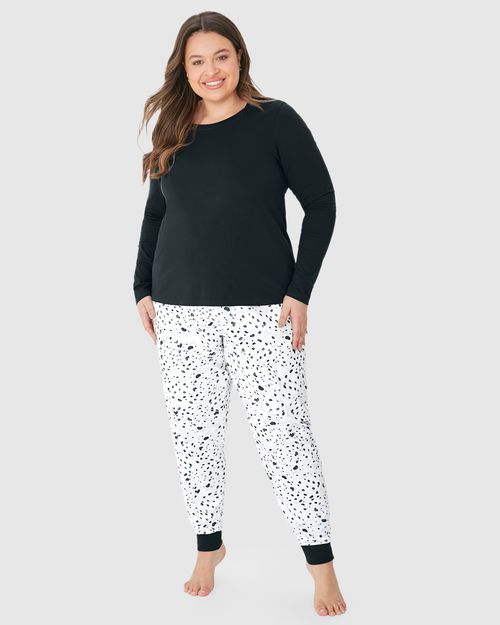 Pijama Feminino Plus Size Calça Estampada Em Algodão