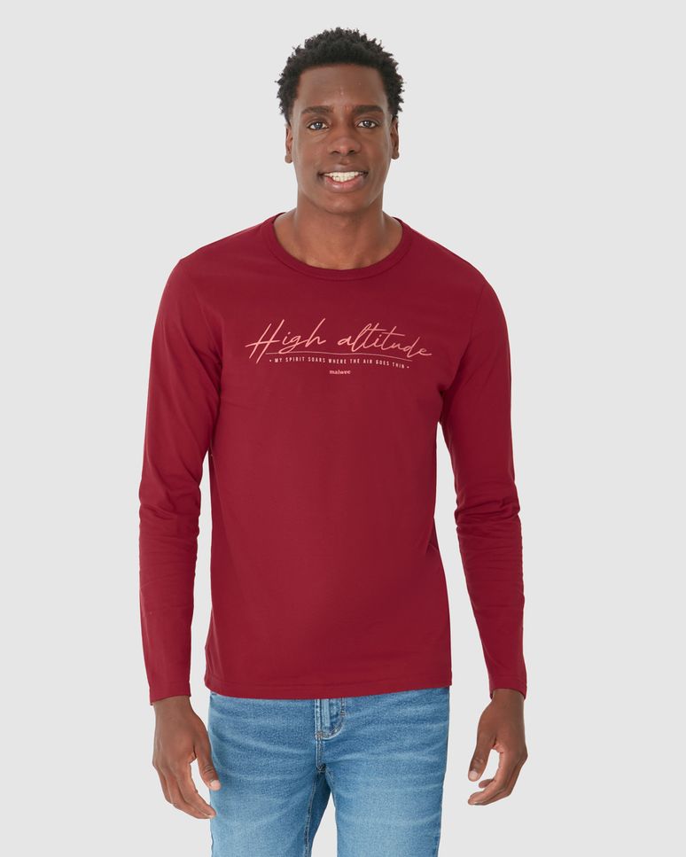 Camiseta Masculina Manga Longa Com Estampa Em Algodão