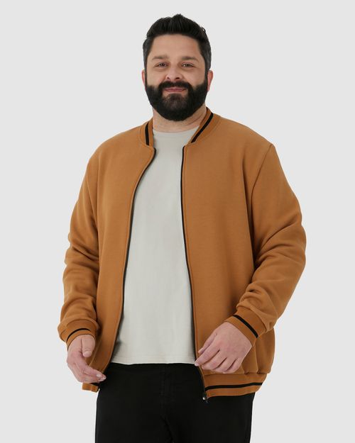 Jaqueta Masculina Plus Size Bomber Em Moletom Comfy Flanelado