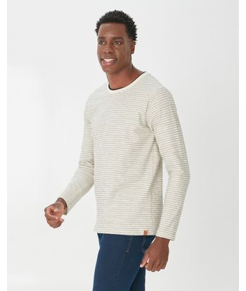 Camiseta Masculina Manga Longa Em Malha Texturizada Listrada