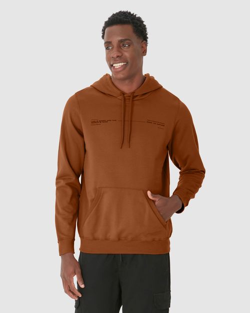 Blusão Masculino Com Capuz Estampa Lettering Em Moletom Flanelado