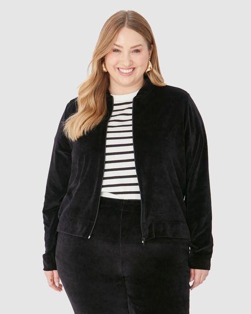 Jaqueta Feminina Plus Size Tradicional Em Malha Plush