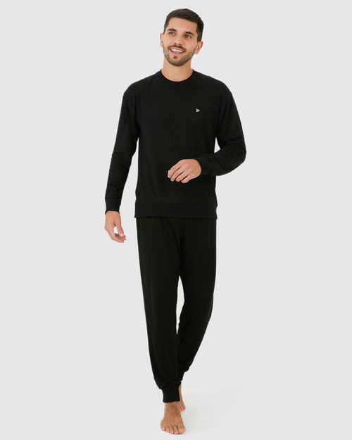 Pijama Masculino Camiseta Manga Longa E Calça Em Moletinho De Viscose