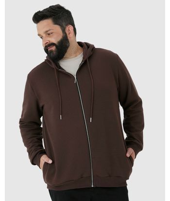 Jaqueta Masculina Plus Size Capuz Com Cadarço Em Jacquard Texturizado