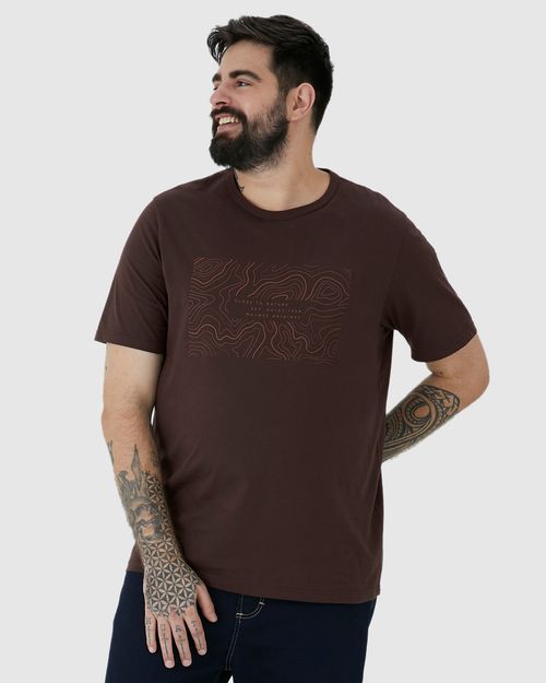 Camiseta Masculina Plus Size Manga Curta Estampa Frontal Em Algodão
