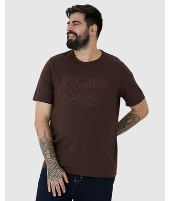 Camiseta Masculina Plus Size Manga Curta Estampa Frontal Em Algodão