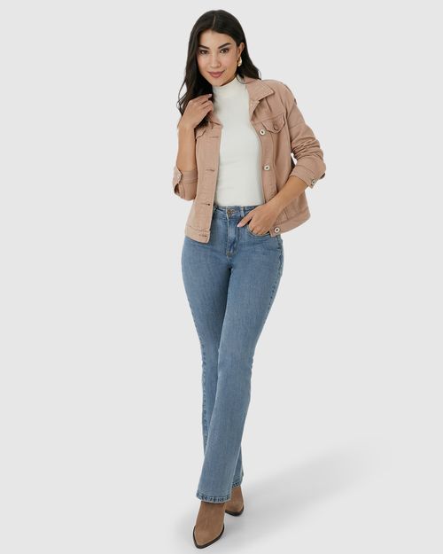 Calça Feminina Small Flare Bolso Funcional Em Flex Jeans