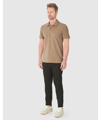 Camisa Polo Básica Masculina Gola Retilínea Em Piquet Stretch