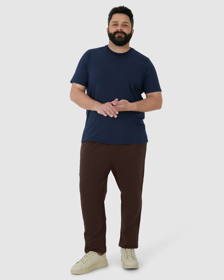 Calça Básica Masculina Plus Size Em Moletom Flanelado