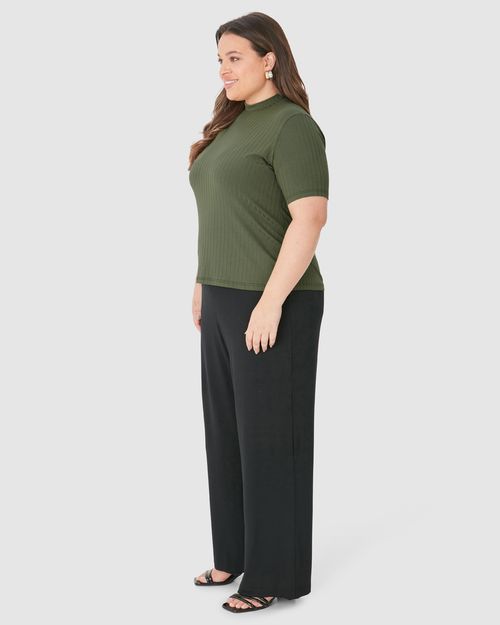 Blusa Feminina Plus Size Gola Alta Em Viscose Canelada