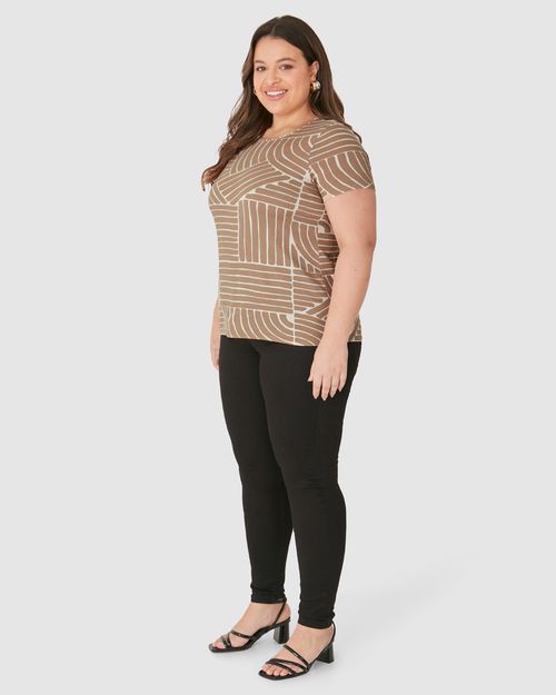 Blusa Feminina Plus Size Estampada Em Malha Viscolinho Stretch