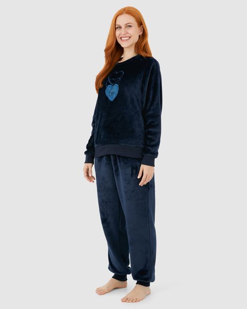 Pijama Feminino Blusão Manga Longa Love Em Fleece