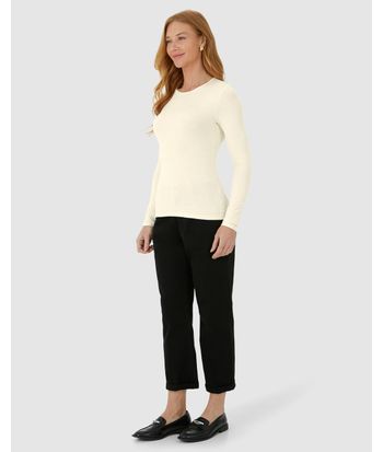 Blusa Feminina Justa Manga Longa Em Malha Viscolinho Stretch