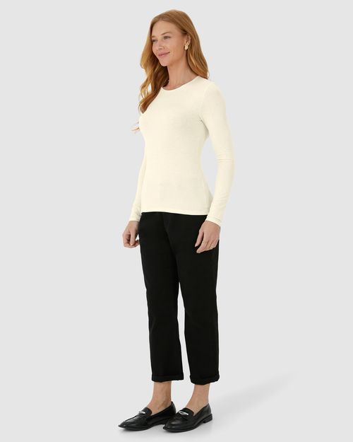 Blusa Feminina Justa Manga Longa Em Malha Viscolinho Stretch