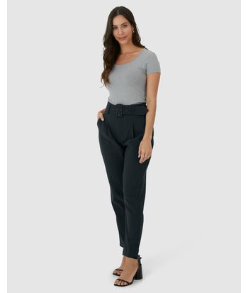 Calça Alfaiataria Feminina Com Cinto E Bolso Lateral