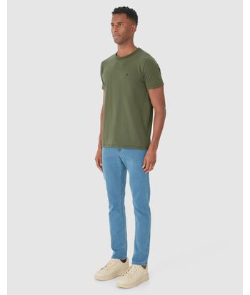 Camiseta Básica Masculina Bordado Peitoral Em Algodão