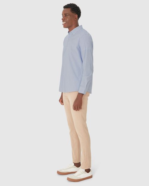 Camisa Masculina Regular Manga Longa Botões Frontais Em Tricoline