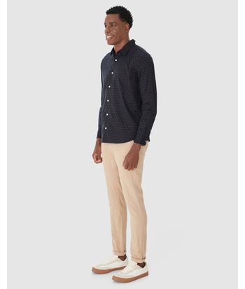 Camisa Masculina Slim Estampada Em Tricoline Stretch