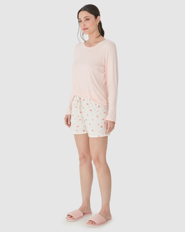 Shorts Feminino De Pijama Estampado Em Malha Viscose Stretch
