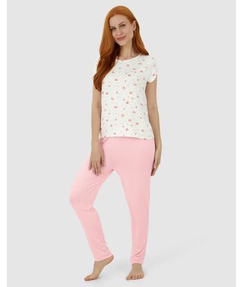 Calça Feminina De Pijama Em Malha Viscose Stretch