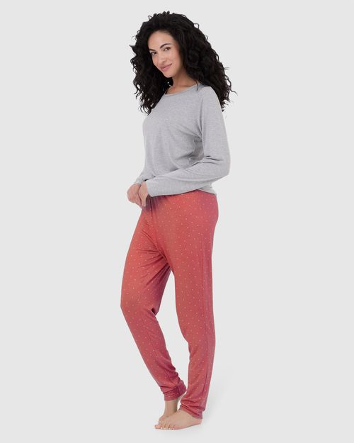 Calça Feminina De Pijama Estampada Em Malha Viscose Stretch