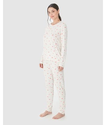 Calça Feminina De Pijama Estampada Em Malha Viscose Stretch