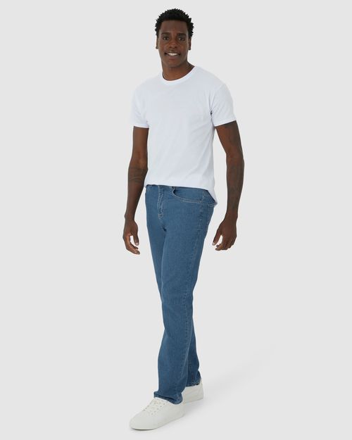 Calça Masculina Tradicional Em Jeans Com Elastano