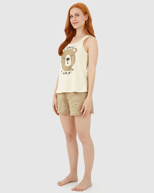 Pijama Feminino Regata I Love Naps Em Algodão