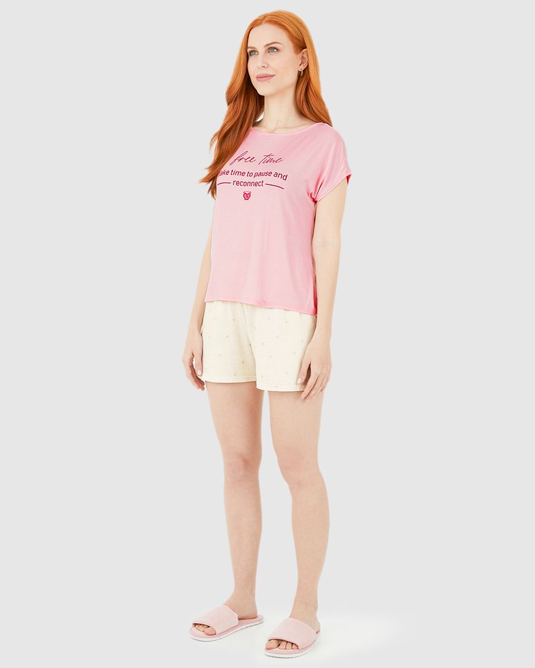 Pijama Feminino Free Time Take Time To Pause And Reconnect Em Viscose Stretch