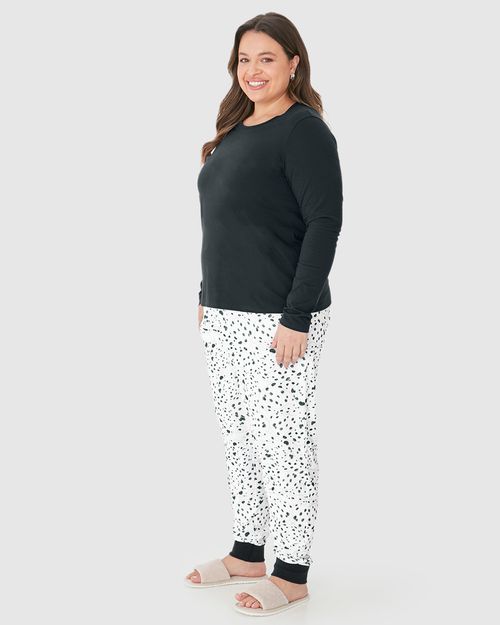Pijama Feminino Plus Size Calça Estampada Em Algodão