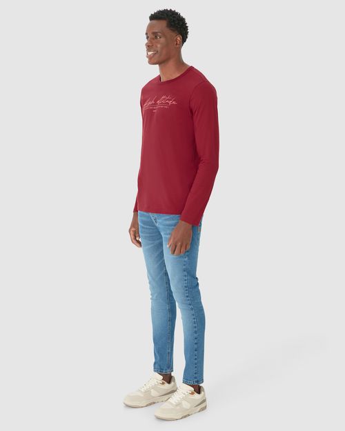 Camiseta Masculina Manga Longa Com Estampa Em Algodão