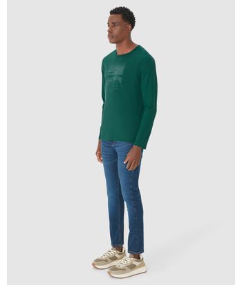 Camiseta Masculina Manga Longa Com Estampa Em Algodão