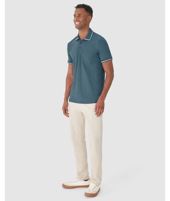 Camisa Polo Masculina Slim Bolso Funcional Em Piquet Stretch