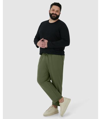Calça Masculina Plus Size Reta Em Moletom Flanelado