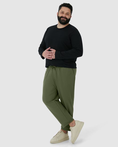 Calça Masculina Plus Size Reta Em Moletom Flanelado