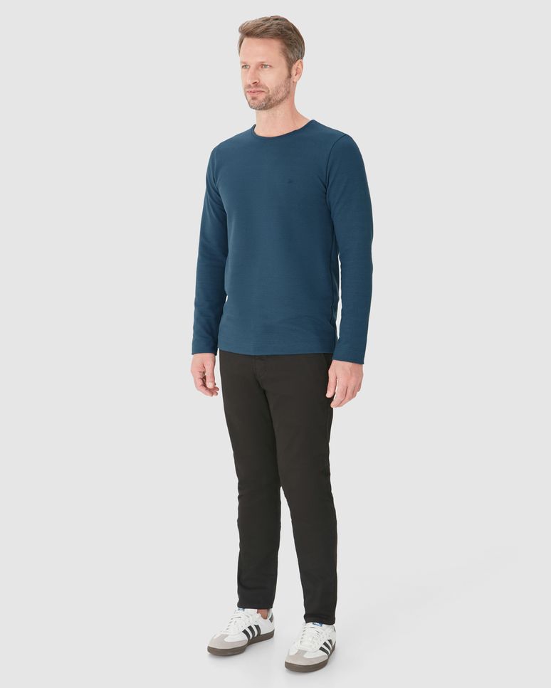 Camiseta Masculina Slim Manga Longa Bordado Peitoral Em Moletom Piquet