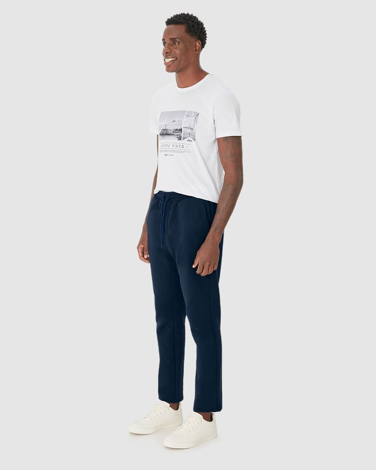 Calça Slim Masculina Em Moletom Flanelado