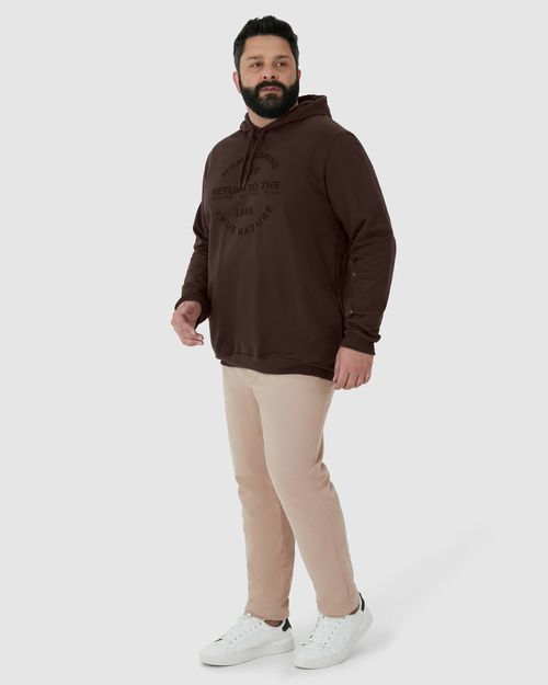 Blusão Masculino Plus Size Capuz E Estampa Frontal Em Moletom Flanelado
