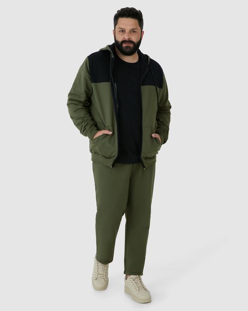 Jaqueta Masculina Plus Size Bicolor Em Moletom Flanelado