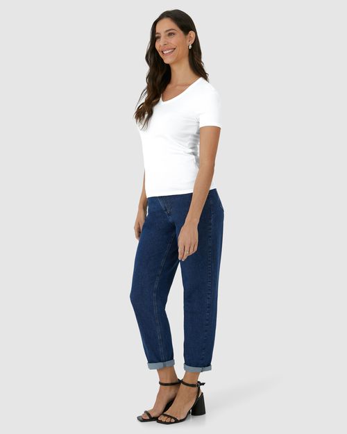 Blusa Básica Feminina Justa Decote V Em Malha Canelada De Viscose