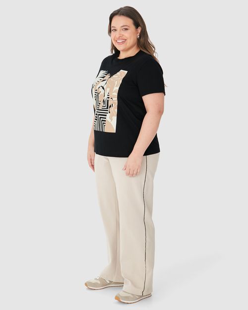 Camiseta Feminina Plus Size Estampa Ilustrativa Em Algodão