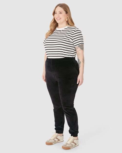 Calça Jogger Feminina Plus Size Em Malha Plush